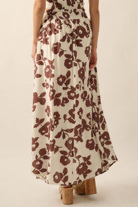 Pretty Poppies Floral Button-Front Maxi Skirt - ShopPromesa