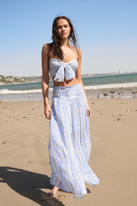 Wildflower Field Floral-Stripe Buttoned Maxi Skirt - ShopPromesa