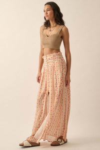 Wildflower Field Floral-Stripe Buttoned Maxi Skirt - ShopPromesa