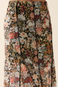 Autumn Harvest Floral Mesh Paneled Maxi Skirt - ShopPromesa