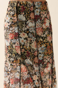 Autumn Harvest Floral Mesh Paneled Maxi Skirt - ShopPromesa