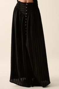 Starting Now Tonal-Stripe Button-Front Maxi Skirt - ShopPromesa