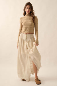 Starting Now Tonal-Stripe Button-Front Maxi Skirt - ShopPromesa