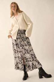 Whispering Blooms Floral Button-Front Maxi Skirt - ShopPromesa