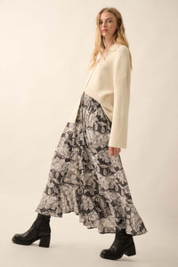 Whispering Blooms Floral Button-Front Maxi Skirt - ShopPromesa