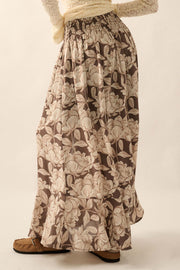 Whispering Blooms Floral Button-Front Maxi Skirt - ShopPromesa