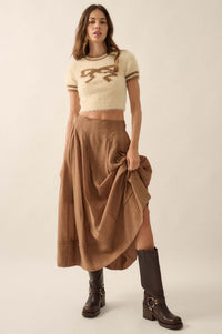 Poetry in Motion Pleated Jacquard Midi Skirt - ShopPromesa