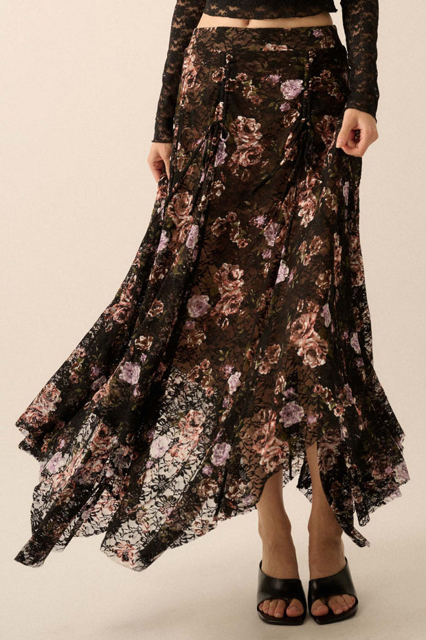 Secret Garden Floral-Print Lace Maxi Skirt - ShopPromesa