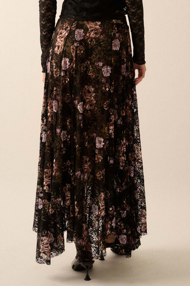 Secret Garden Floral-Print Lace Maxi Skirt - ShopPromesa