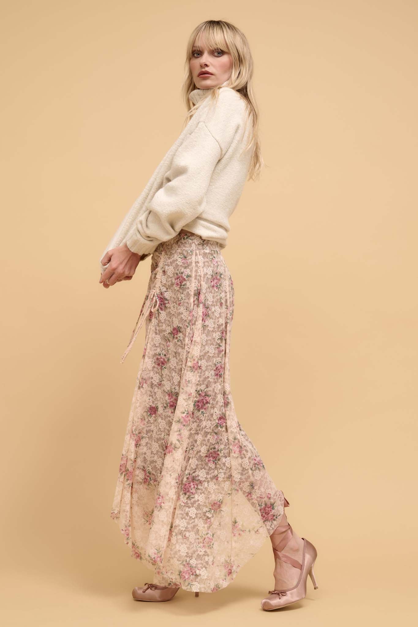 Secret Garden Floral-Print Lace Maxi Skirt - ShopPromesa