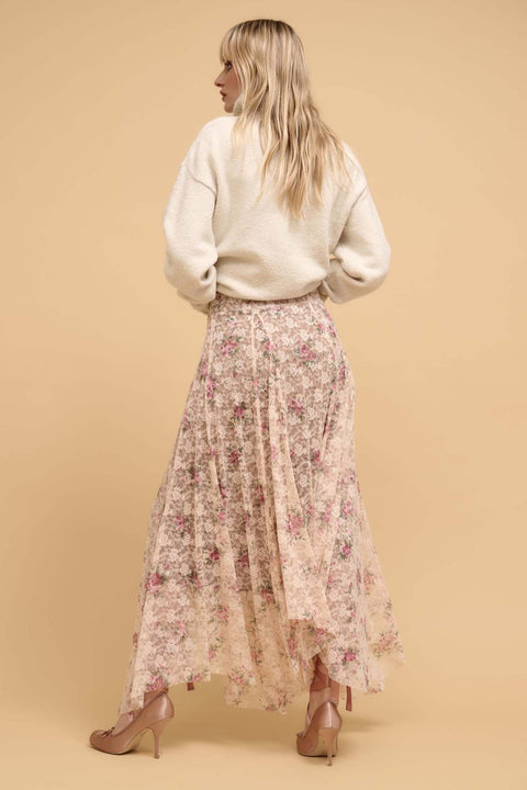 Secret Garden Floral-Print Lace Maxi Skirt - ShopPromesa