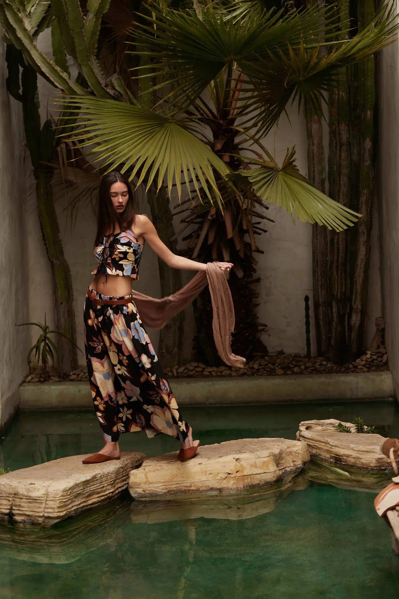 Ready to Grow Textured Floral-Print Maxi Skirt