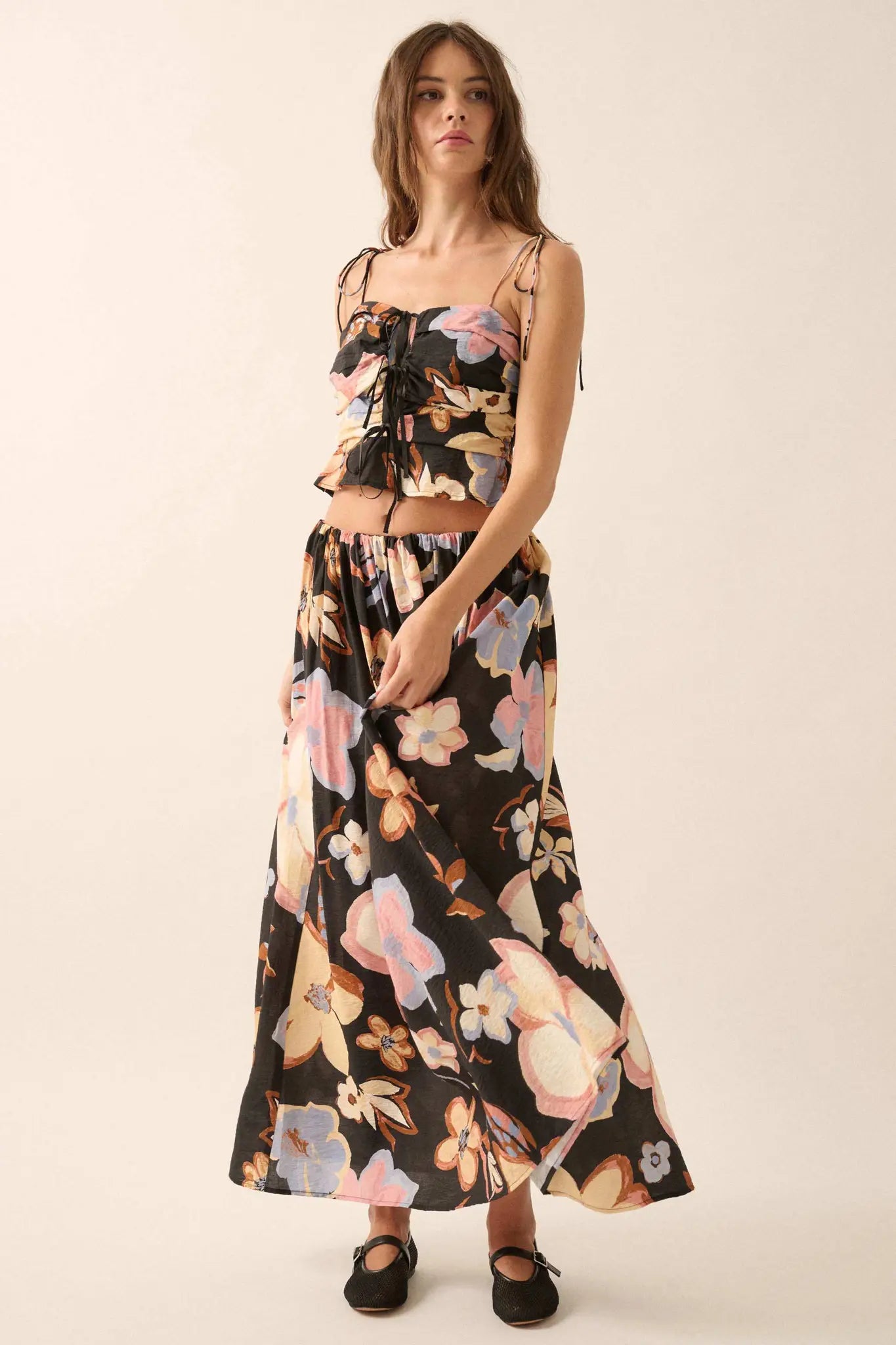 Ready to Grow Textured Floral-Print Maxi Skirt - ShopPromesa
