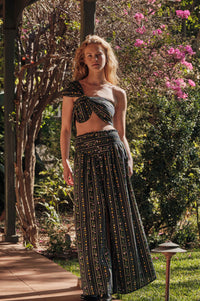 Fields in Bloom Floral-Stripe Button-Up Maxi Skirt - ShopPromesa
