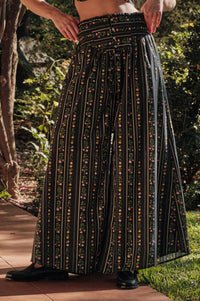 Fields in Bloom Floral-Stripe Button-Up Maxi Skirt - ShopPromesa