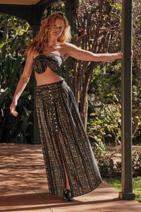 Fields in Bloom Floral-Stripe Button-Up Maxi Skirt - ShopPromesa