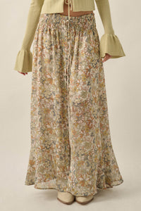 Sweet Nostalgia Floral Chiffon Button-Front Maxi Skirt - ShopPromesa