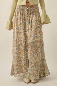 Sweet Nostalgia Floral Chiffon Button-Front Maxi Skirt - ShopPromesa