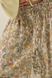 Sweet Nostalgia Floral Chiffon Button-Front Maxi Skirt - ShopPromesa