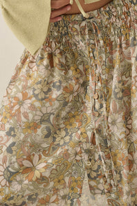 Sweet Nostalgia Floral Chiffon Button-Front Maxi Skirt - ShopPromesa
