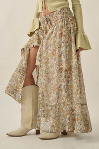 Sweet Nostalgia Floral Chiffon Button-Front Maxi Skirt - ShopPromesa