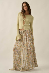 Sweet Nostalgia Floral Chiffon Button-Front Maxi Skirt - ShopPromesa
