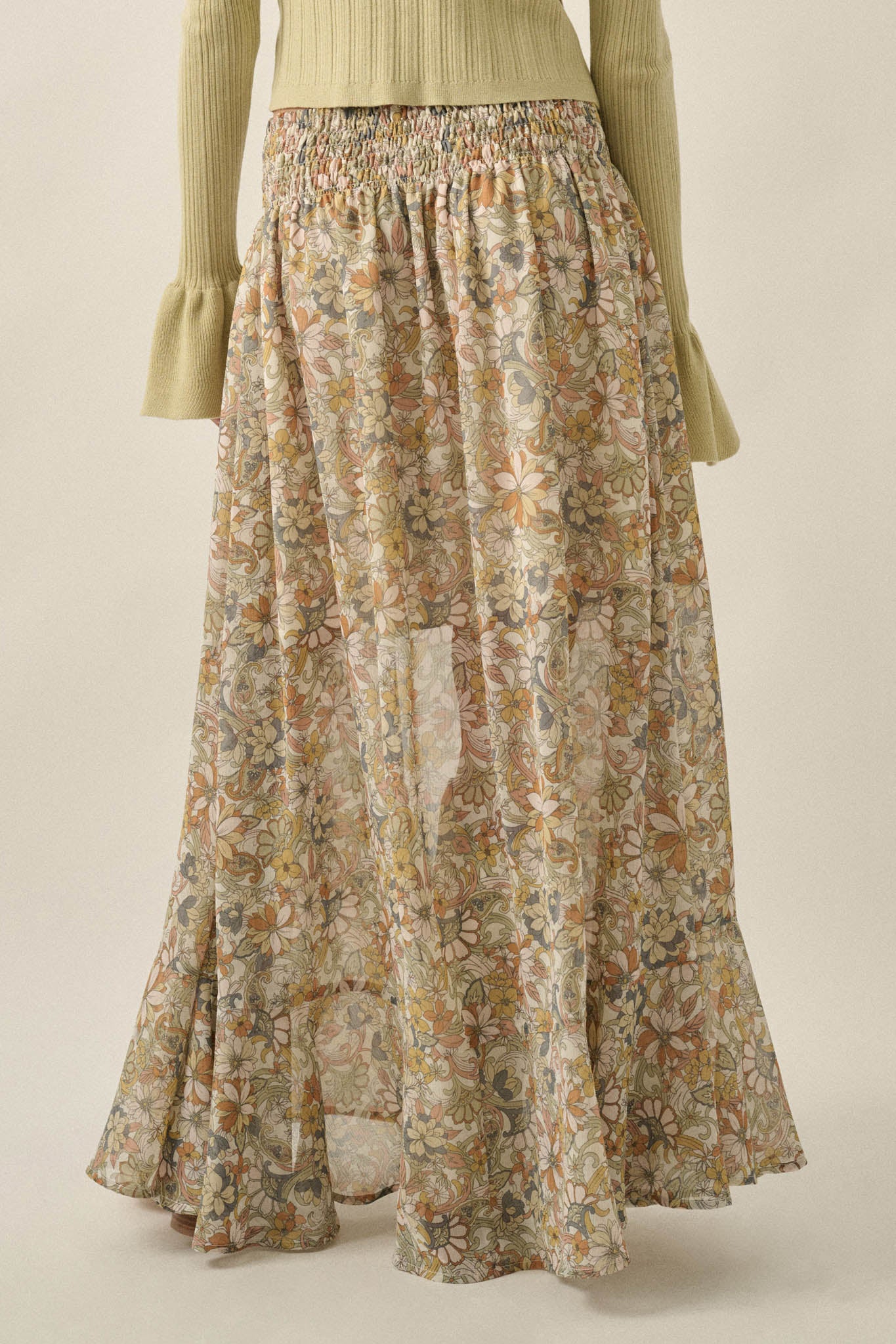 Sweet Nostalgia Floral Chiffon Button-Front Maxi Skirt - ShopPromesa