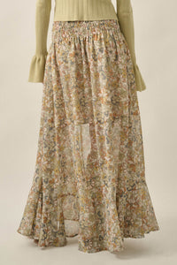 Sweet Nostalgia Floral Chiffon Button-Front Maxi Skirt - ShopPromesa