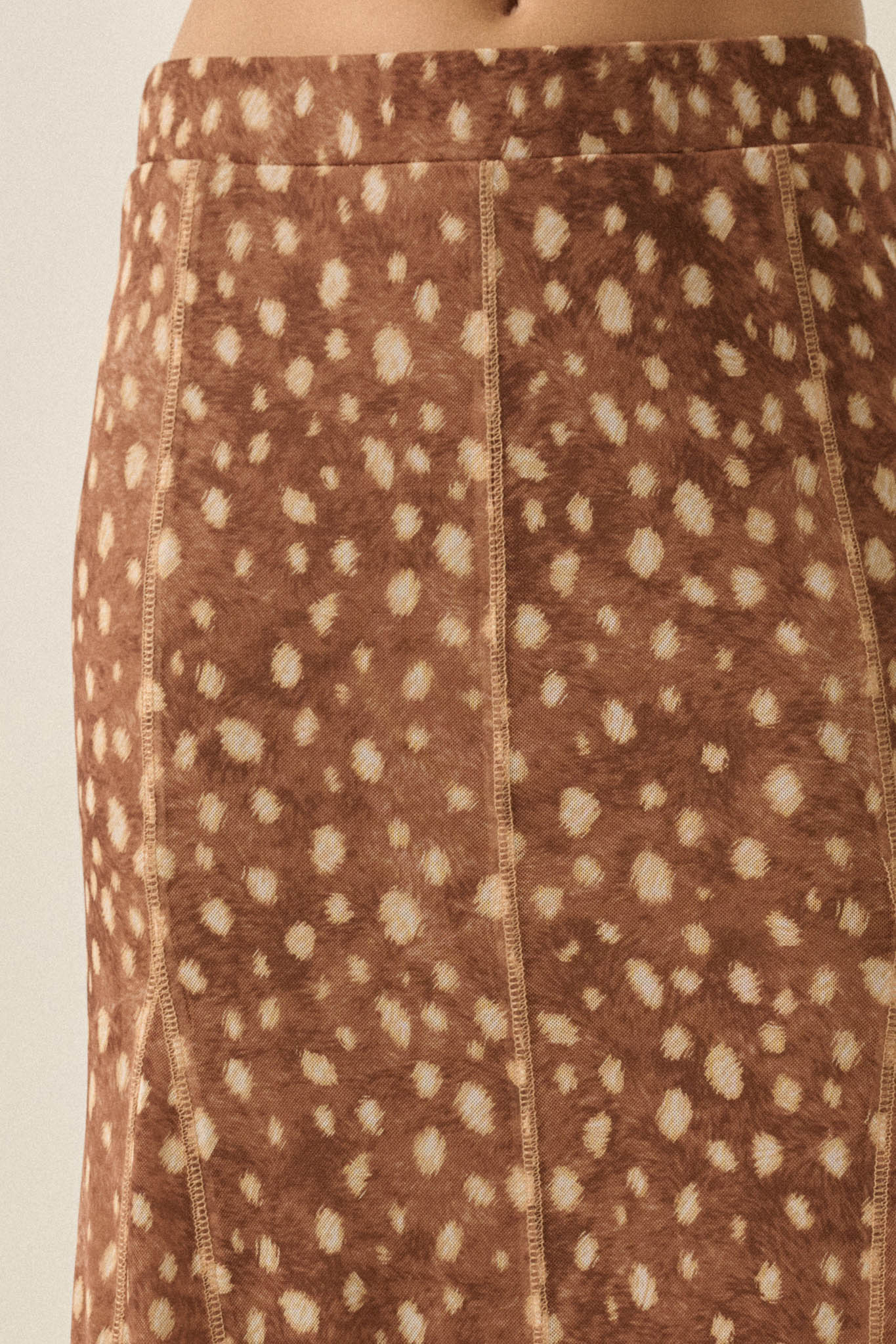 Fawn Club Deer-Print Mesh Paneled Maxi Skirt - ShopPromesa