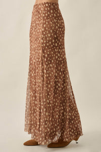 Fawn Club Deer-Print Mesh Paneled Maxi Skirt - ShopPromesa