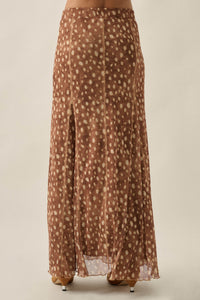 Fawn Club Deer-Print Mesh Paneled Maxi Skirt - ShopPromesa