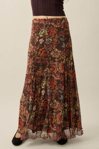 Blooming Mystique Floral Mesh Godet Maxi Skirt - ShopPromesa