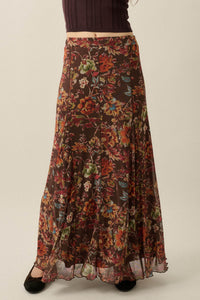 Blooming Mystique Floral Mesh Godet Maxi Skirt - ShopPromesa