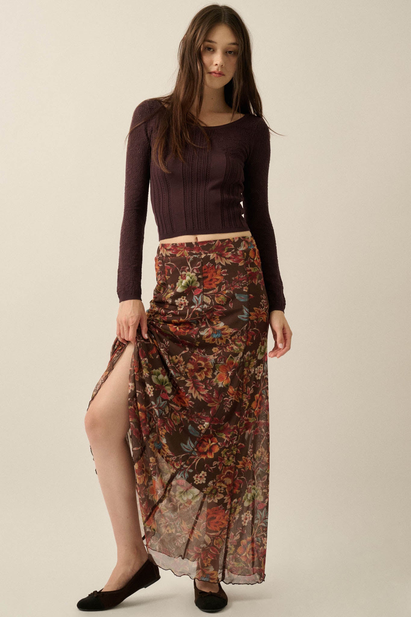 Blooming Mystique Floral Mesh Godet Maxi Skirt - ShopPromesa