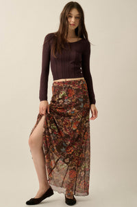 Blooming Mystique Floral Mesh Godet Maxi Skirt - ShopPromesa