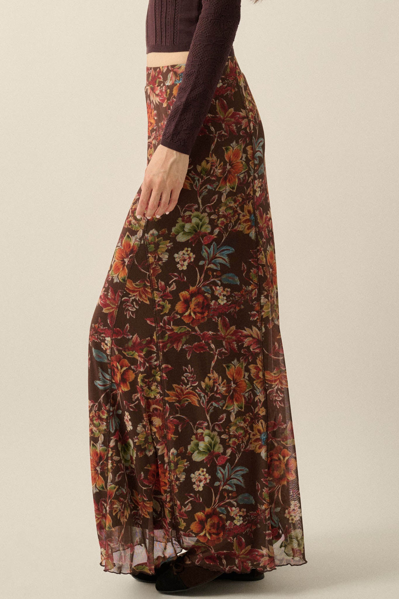 Blooming Mystique Floral Mesh Godet Maxi Skirt - ShopPromesa
