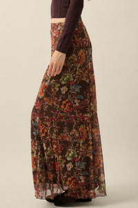 Blooming Mystique Floral Mesh Godet Maxi Skirt - ShopPromesa