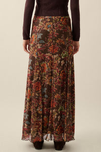 Blooming Mystique Floral Mesh Godet Maxi Skirt - ShopPromesa