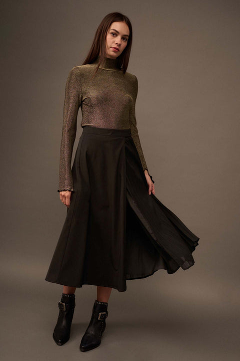 Forgive and Forget Half-Pleated Wrap Midi Skirt