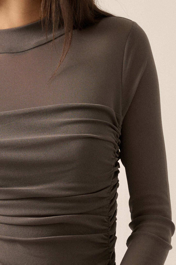 Sheer and There Layered Mesh Mock-Neck Bodysuit main image 0