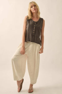 Easy Fit Cotton Slub Half-Button Henley Tank Top - ShopPromesa