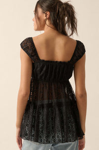 Purely Pretty Smocked Lace Babydoll Top - ShopPromesa