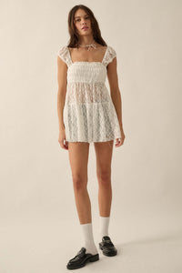 Purely Pretty Smocked Lace Babydoll Top - ShopPromesa