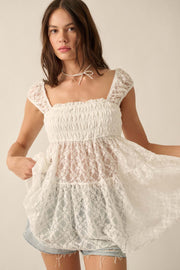 Purely Pretty Smocked Lace Babydoll Top - ShopPromesa