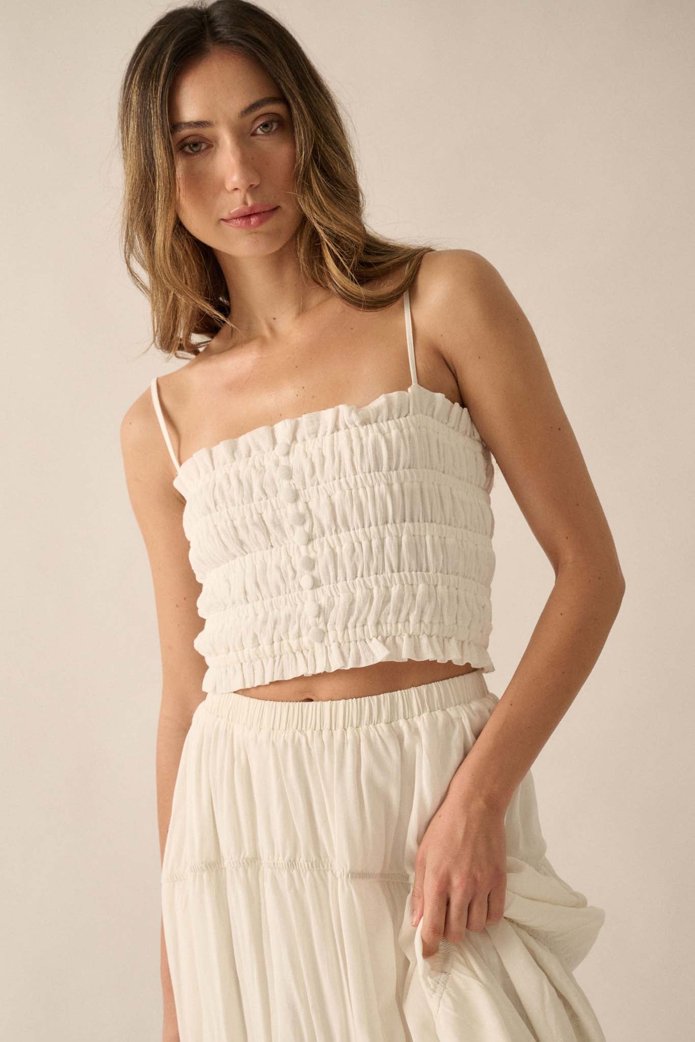 Chase the Wind Smocked Crinkle Cotton Cami Top - ShopPromesa