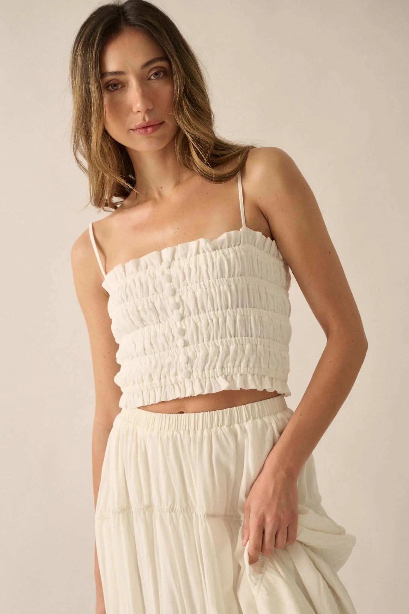 Chase the Wind Smocked Crinkle Cotton Cami Top | ShopPromesa Chase the Wind Smocked Crinkle Cotton Cami Top | ShopPromesa