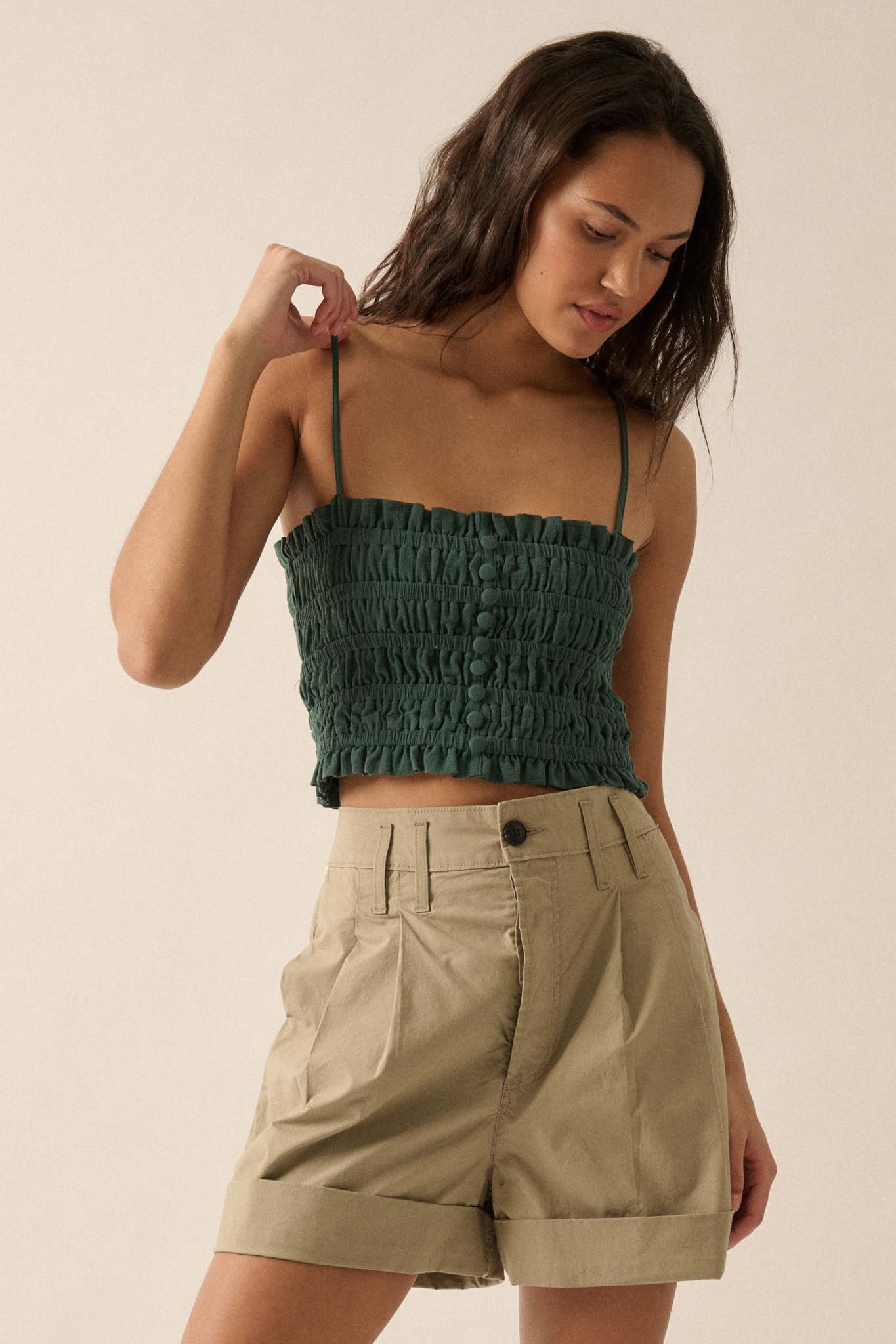 Chase the Wind Smocked Crinkle Cotton Cami Top - ShopPromesa