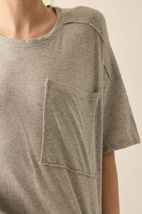 Easy Fit Raw-Edge Loose-Fit Pocket Tee - ShopPromesa