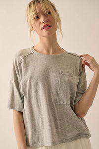 Easy Fit Raw-Edge Loose-Fit Pocket Tee - ShopPromesa