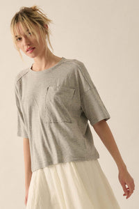 Easy Fit Raw-Edge Loose-Fit Pocket Tee - ShopPromesa